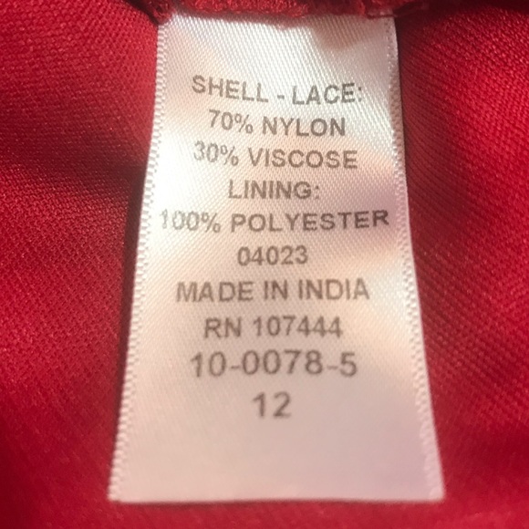 Jessica London Sz 12 Red Lace Peplum Blouse S/S - Picture 7 of 7